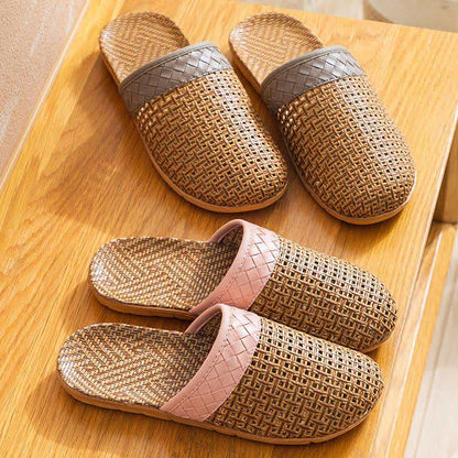 Natural Rattan Anti-Slip Indoor Slippers