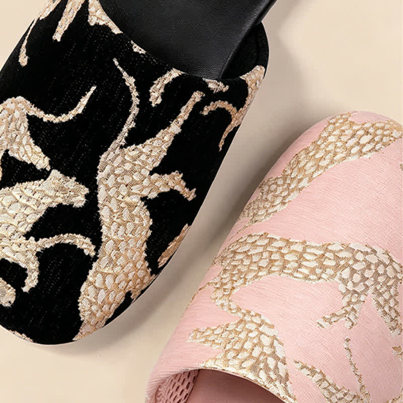 Jacquard Animal Closed-ToeIndoor Slippers