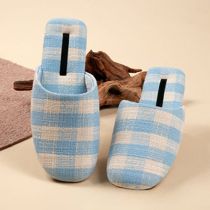 Chic Plaid Cotton-Linen Anti-Slip Slippers