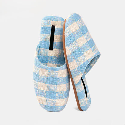 Chic Plaid Cotton-Linen Anti-Slip Slippers