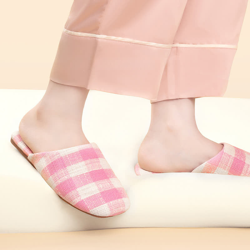 Chic Plaid Cotton-Linen Anti-Slip Slippers