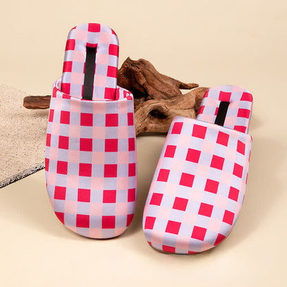 Breathable Satin-Touch Plaid House Shoes