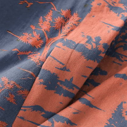 Unisex Mountain & Tree Cotton Gauze Kimono Robe