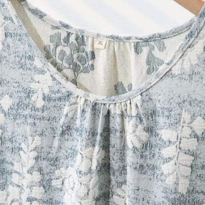 Elegant Botanical Pure Cotton Sleeveless Nightgown