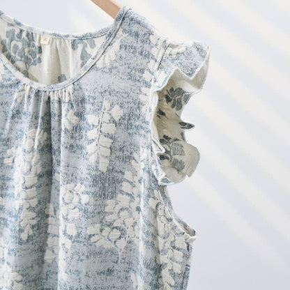 Elegant Botanical Pure Cotton Sleeveless Nightgown