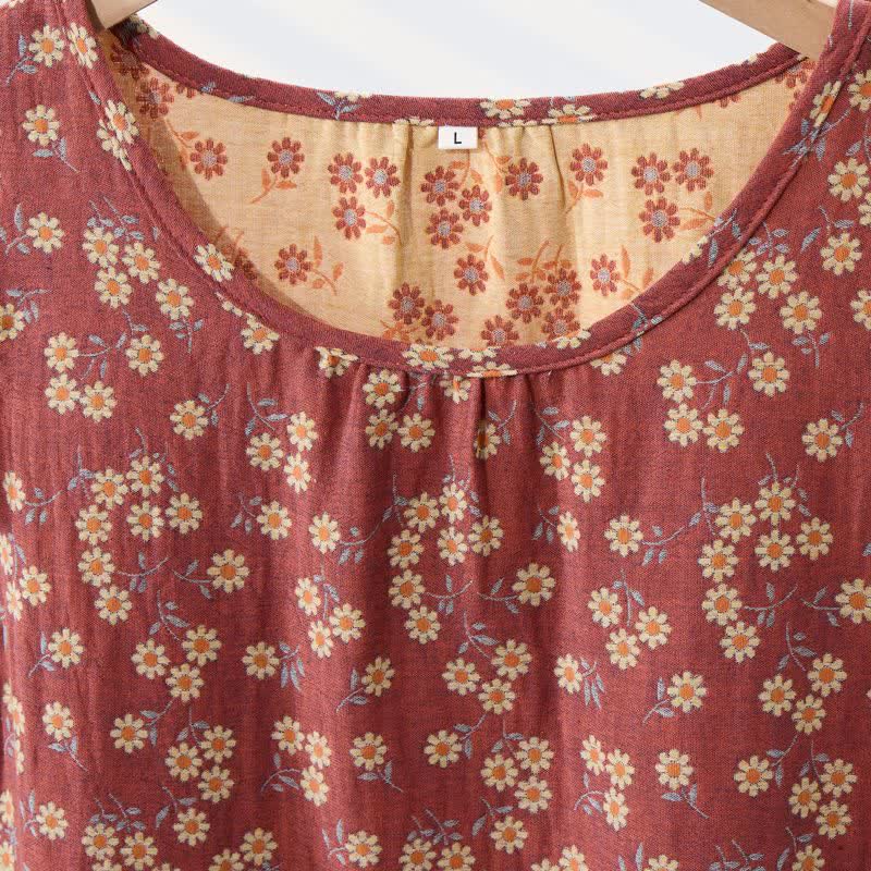 Country Daisy Pure Cotton Sleeveless Nightgown