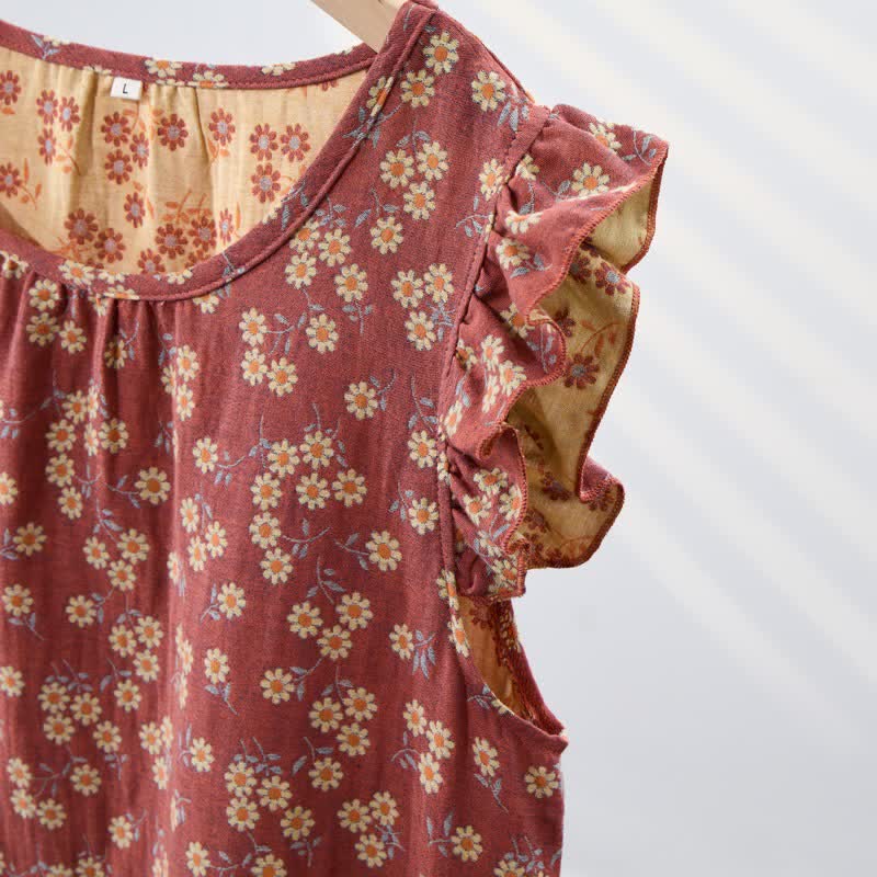 Country Daisy Pure Cotton Sleeveless Nightgown