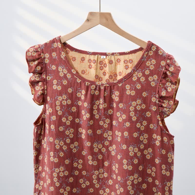 Country Daisy Pure Cotton Sleeveless Nightgown