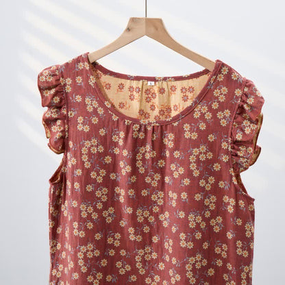 Country Daisy Pure Cotton Sleeveless Nightgown