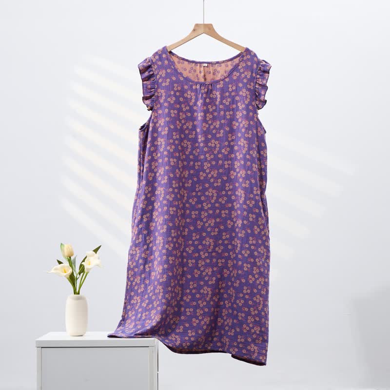 Country Daisy Pure Cotton Sleeveless Nightgown