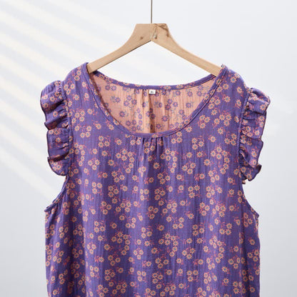 Country Daisy Pure Cotton Sleeveless Nightgown