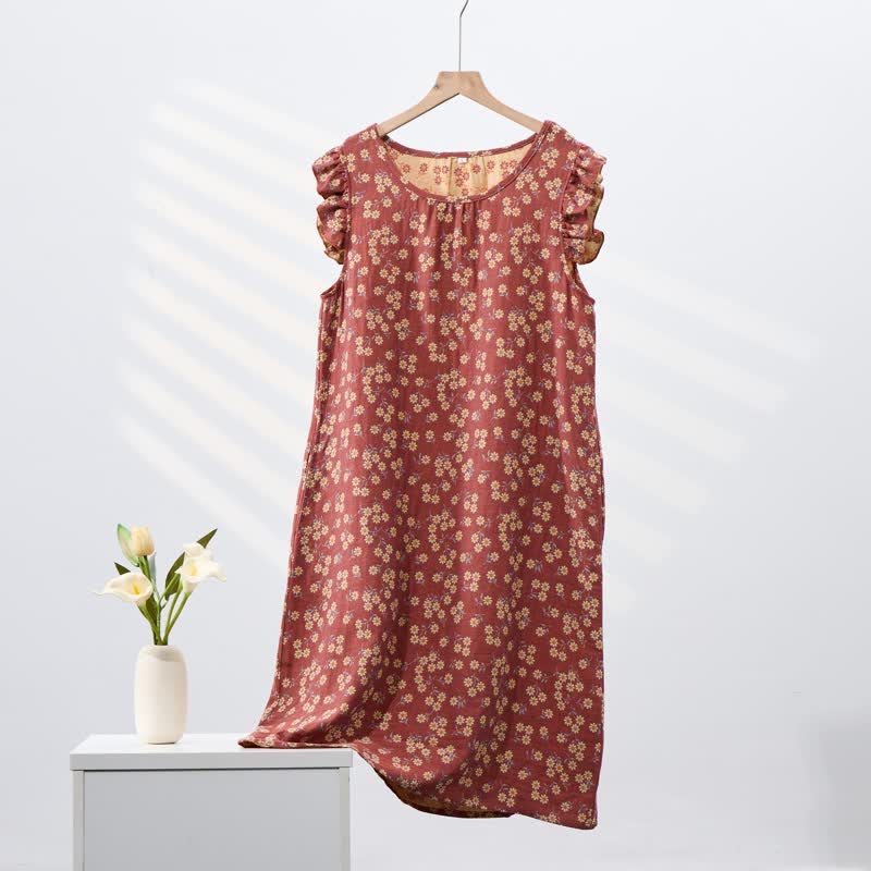 Country Daisy Pure Cotton Sleeveless Nightgown