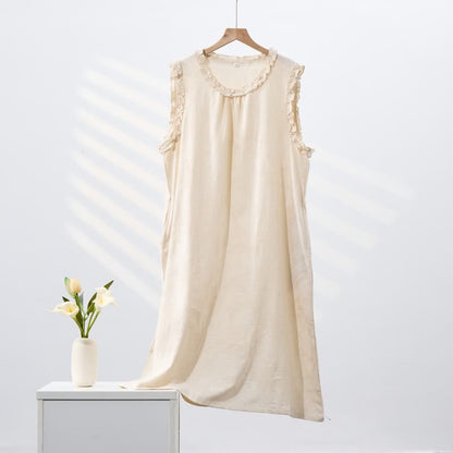 Minimalist Style Pure Cotton Sleeveless Nightgown