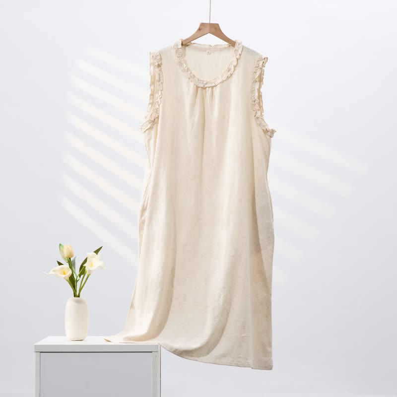 Minimalist Style Pure Cotton Sleeveless Nightgown