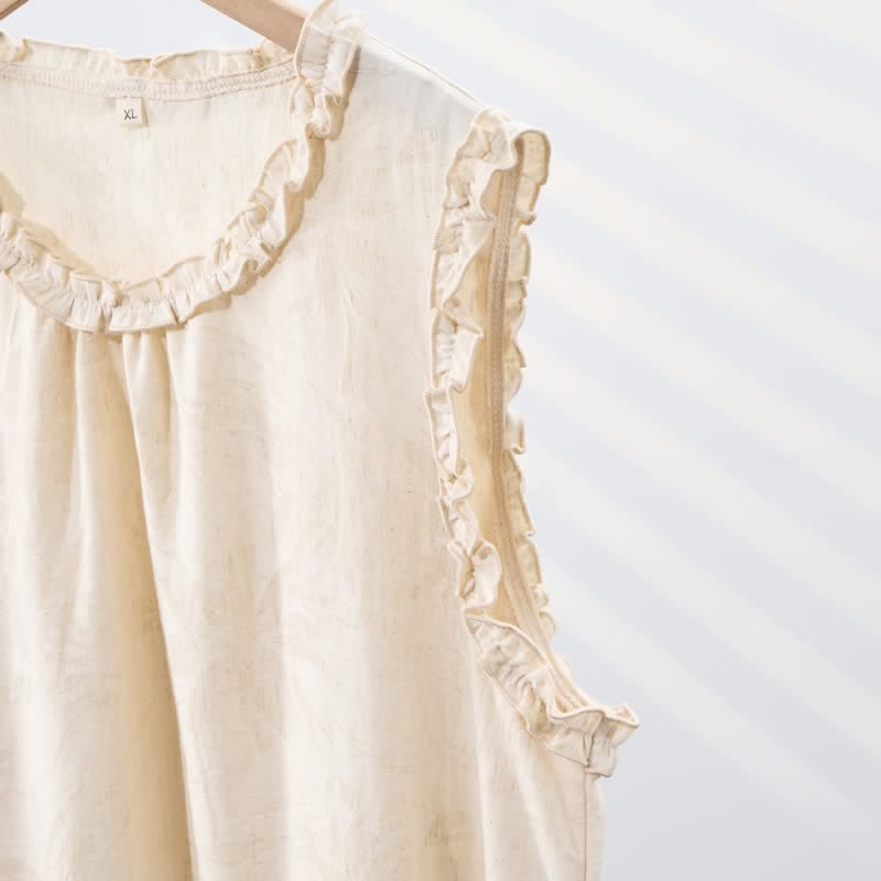 Minimalist Style Pure Cotton Sleeveless Nightgown