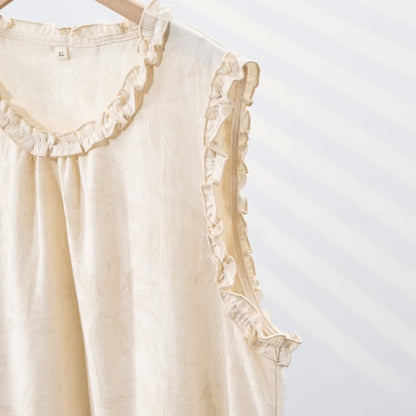 Minimalist Style Pure Cotton Sleeveless Nightgown