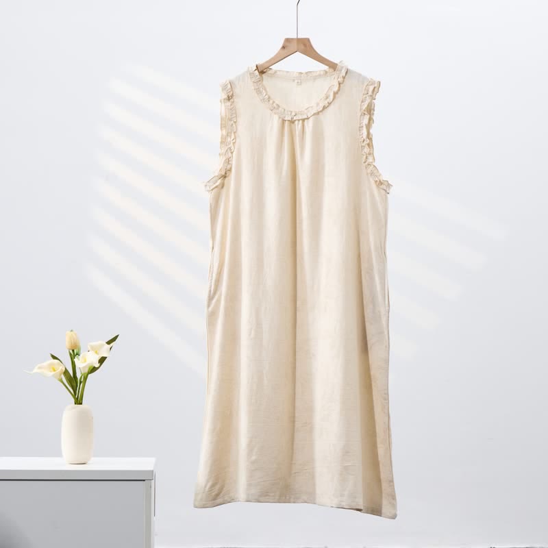 Minimalist Style Pure Cotton Sleeveless Nightgown