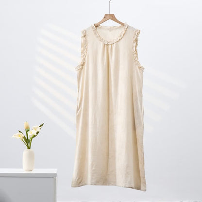 Minimalist Style Pure Cotton Sleeveless Nightgown