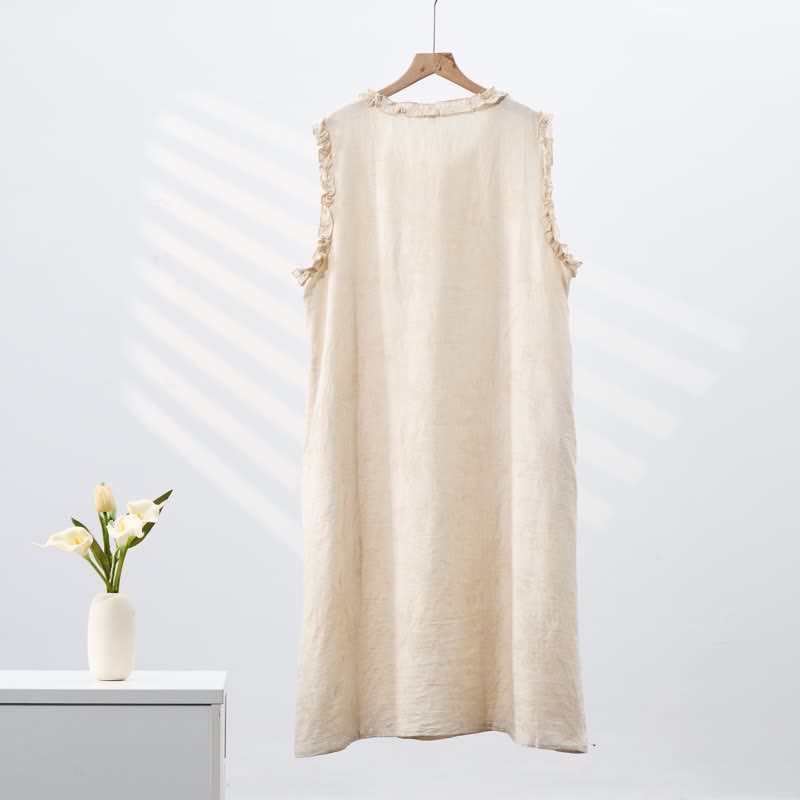 Minimalist Style Pure Cotton Sleeveless Nightgown