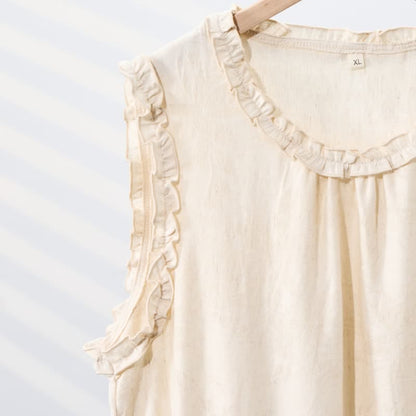 Minimalist Style Pure Cotton Sleeveless Nightgown