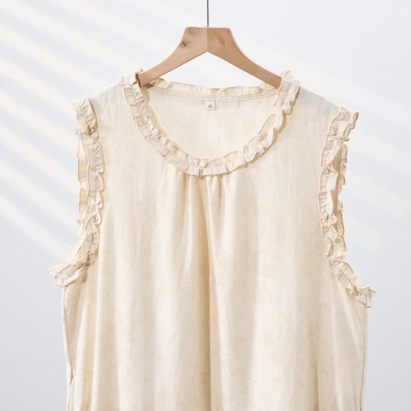 Minimalist Style Pure Cotton Sleeveless Nightgown