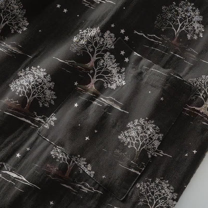 Unisex Charcoal Tree Cotton Kimono Robe