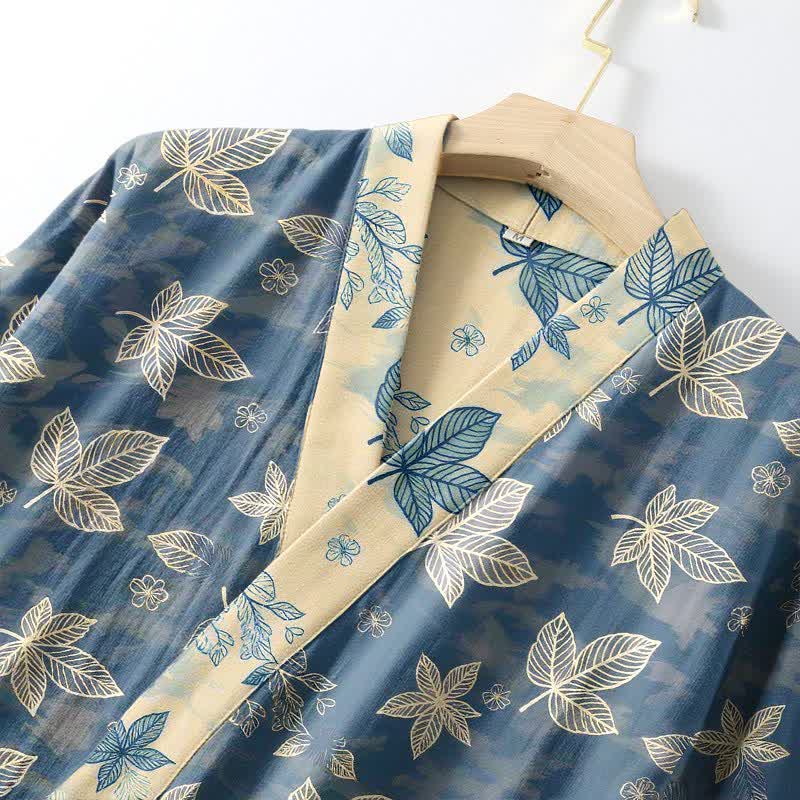 Unisex Maple Leaf Cotton Kimono Robe