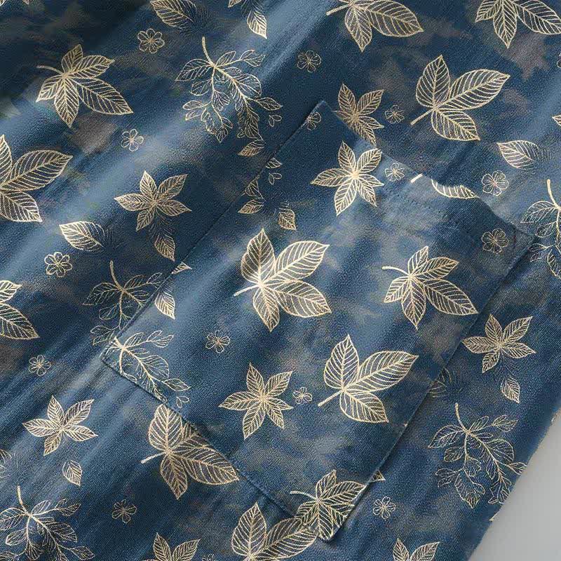 Unisex Maple Leaf Cotton Kimono Robe