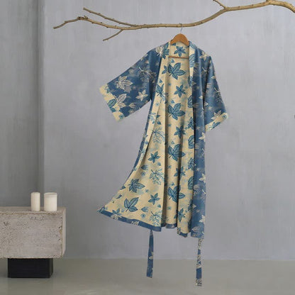 Unisex Maple Leaf Cotton Kimono Robe