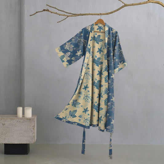 Unisex Maple Leaf Cotton Kimono Robe