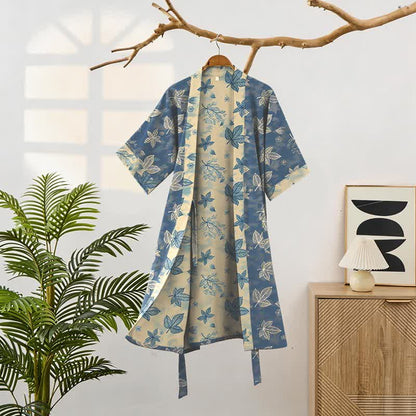 Unisex Maple Leaf Cotton Kimono Robe