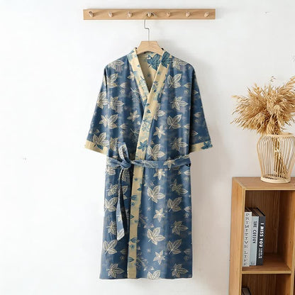Unisex Maple Leaf Cotton Kimono Robe