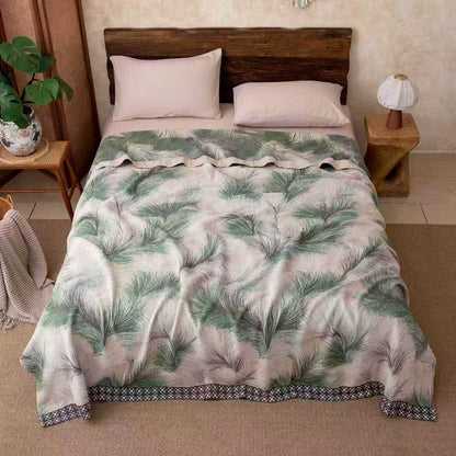 Rustic Botanical Cotton Gauze Blanket
