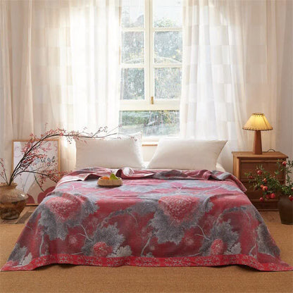 Rustic Floral Reversible Cotton Gauze Blanket