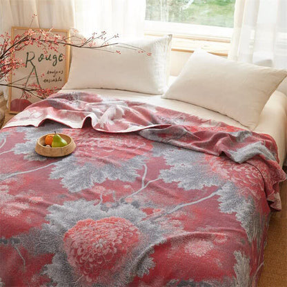 Rustic Floral Reversible Cotton Gauze Blanket