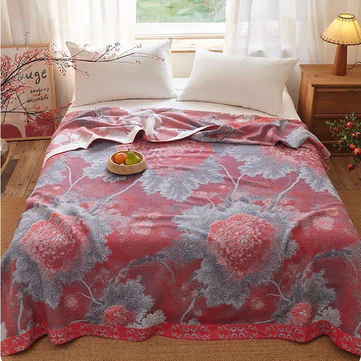 Rustic Floral Reversible Cotton Gauze Blanket