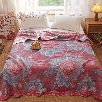 Rustic Floral Reversible Cotton Gauze Blanket