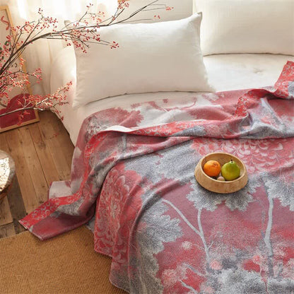 Rustic Floral Reversible Cotton Gauze Blanket