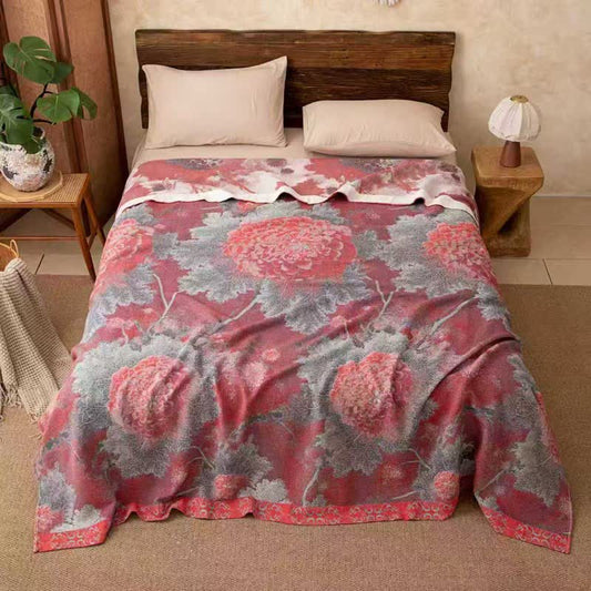 Rustic Floral Reversible Cotton Gauze Blanket