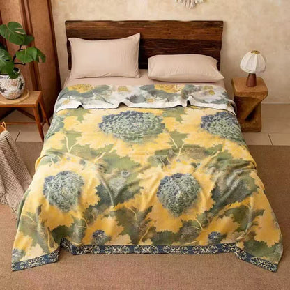 Rustic Floral Reversible Cotton Gauze Blanket