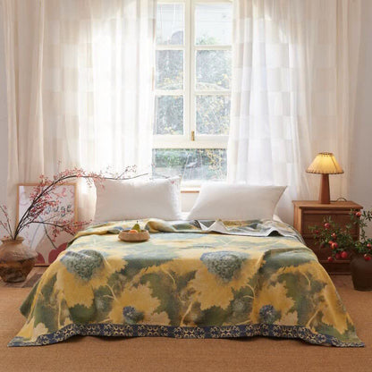 Rustic Floral Reversible Cotton Gauze Blanket