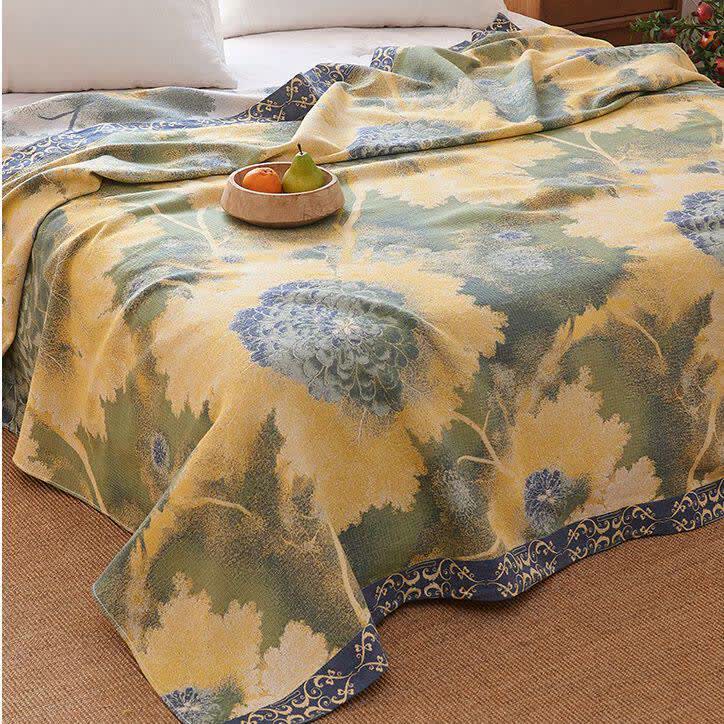 Rustic Floral Reversible Cotton Gauze Blanket
