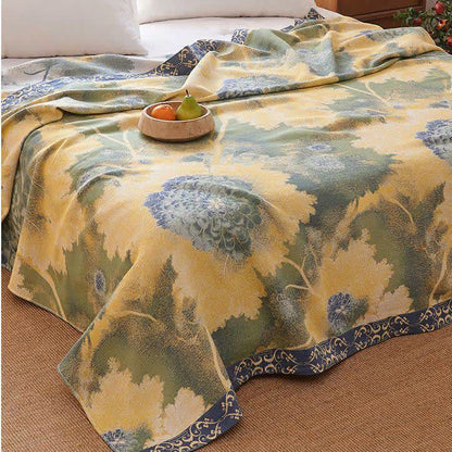 Rustic Floral Reversible Cotton Gauze Blanket