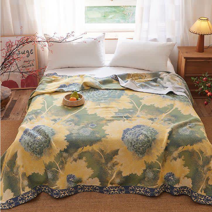 Rustic Floral Reversible Cotton Gauze Blanket