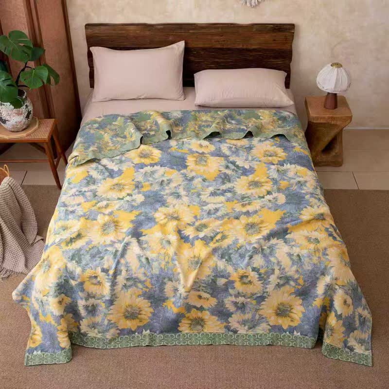 Refresh Sunflower Cotton Gauze Blanket