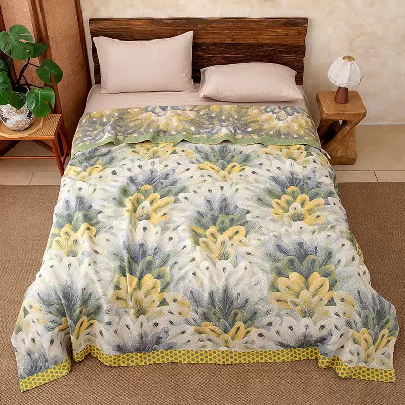Artistic  Watercolor Cotton Gauze Blanket