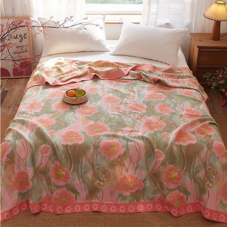 Watercolor Poppy Cotton Gauze Blanket