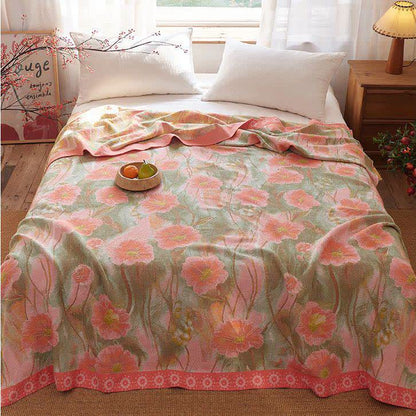 Watercolor Poppy Cotton Gauze Blanket