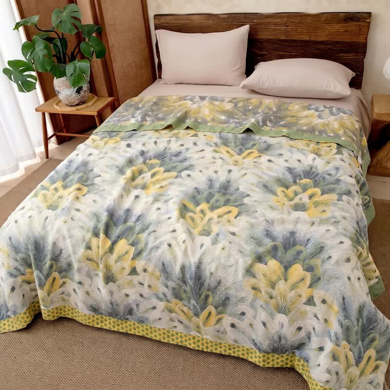 Artistic  Watercolor Cotton Gauze Blanket