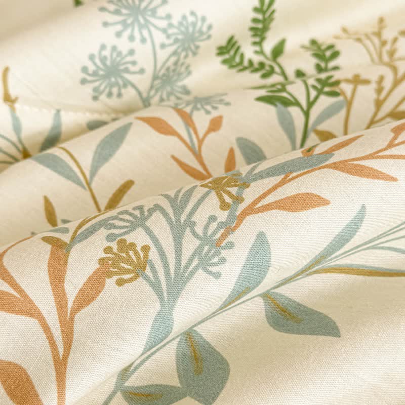 Botanical Leaf Print Pure Cotton Quilt